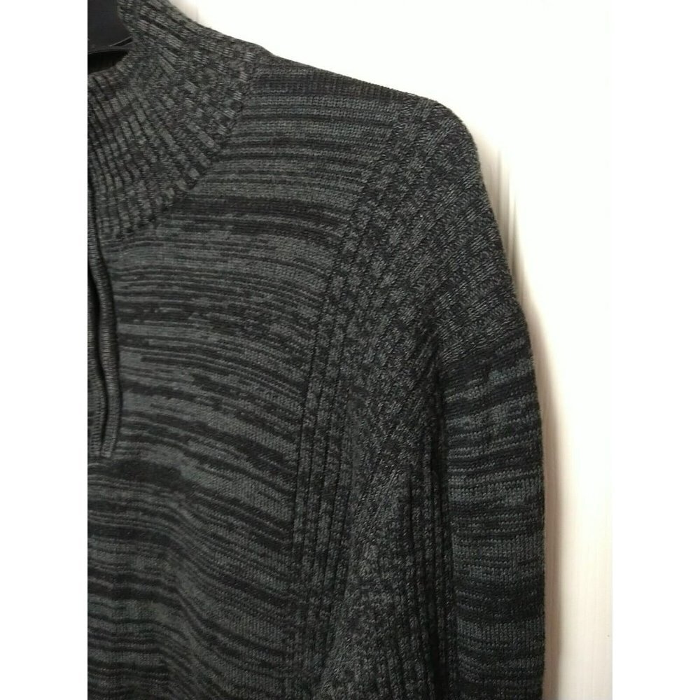 CALVIN Klein Men's 1/4 Zip Grey Black Heather Pullover high neck Sweater. Size M - Picture 3 of 12